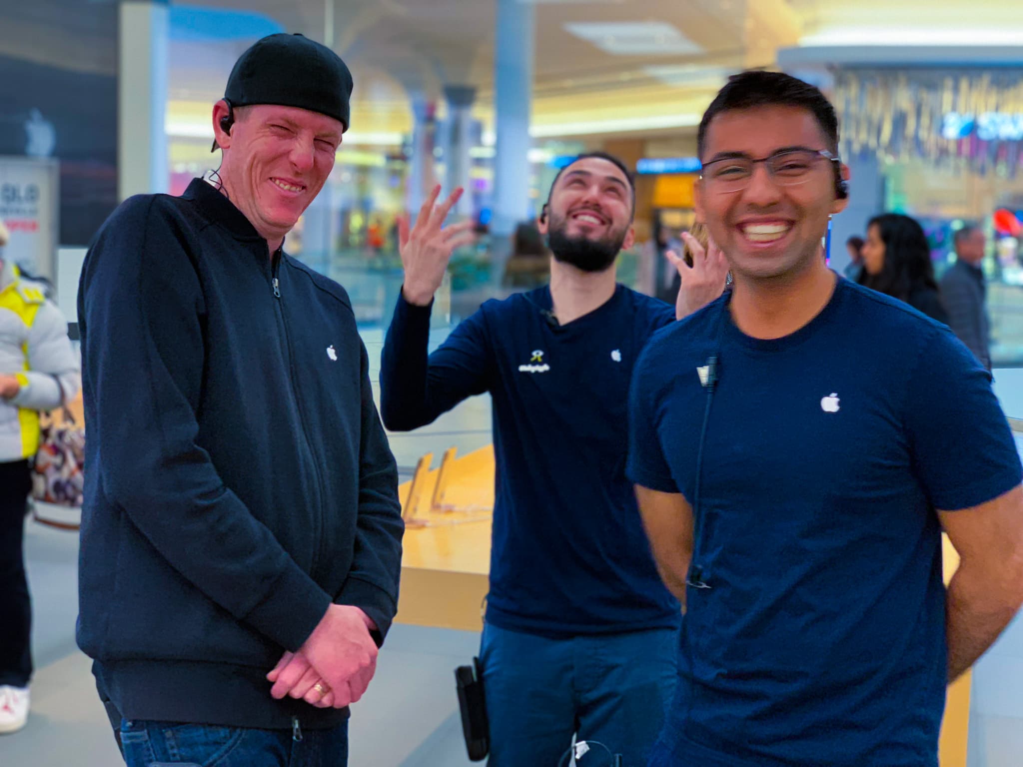 Laughing with coworkers at the Apple Store